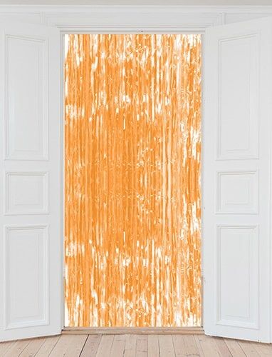 Neon Orange Tinsel Door Curtain