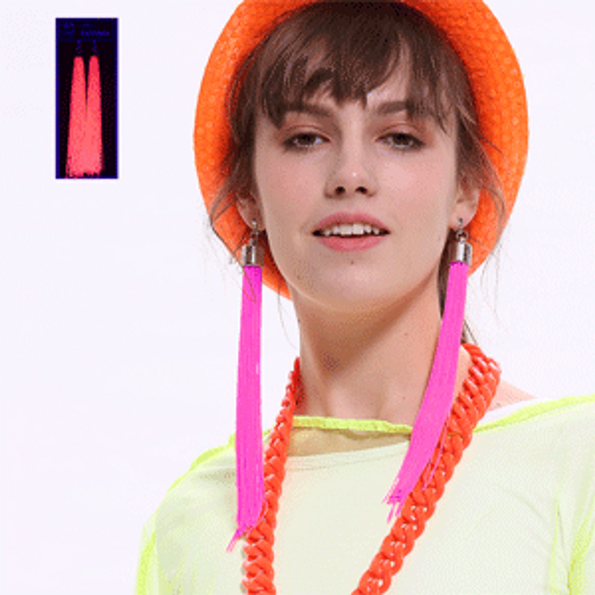Neon Pink Tassel Earrings