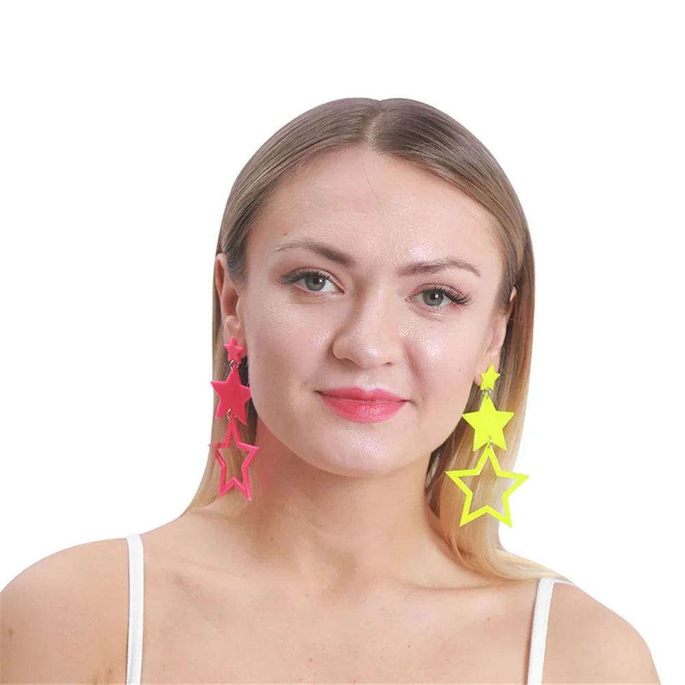 Neon Star 80s Earrings