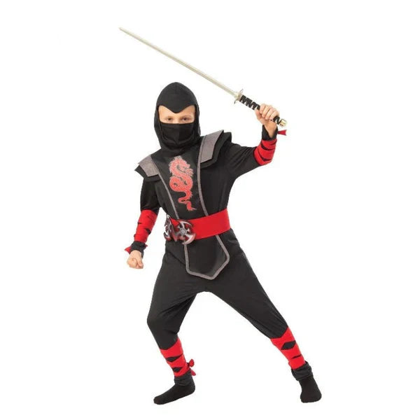Ninja Black and Red Costume - Child - M