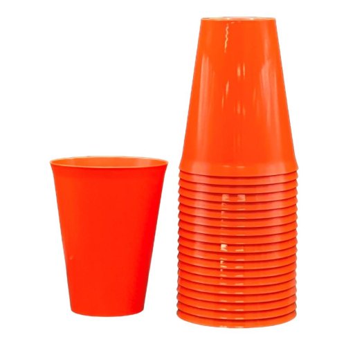 Orange Plastic Cups 285ml Pk20
