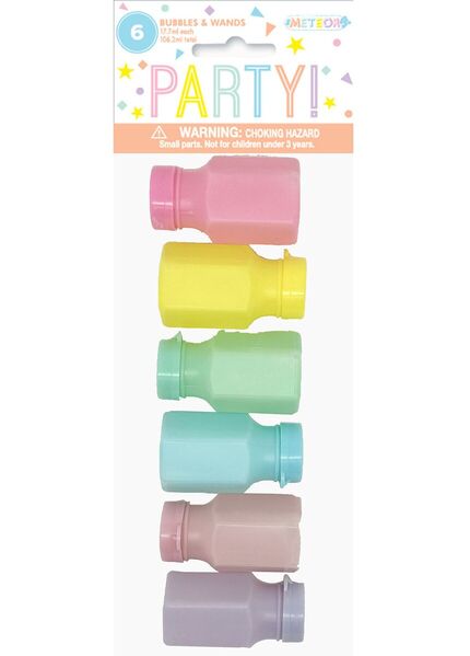 Pastel Favour Bubbles Pastel Colours (Pk 6)