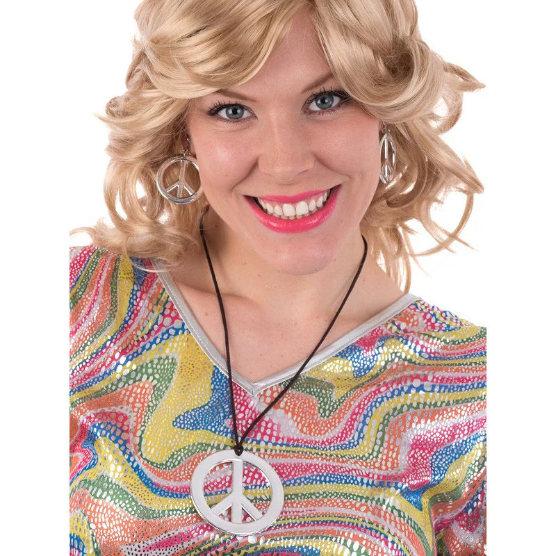 Peace Sign Necklace & Earrings Set