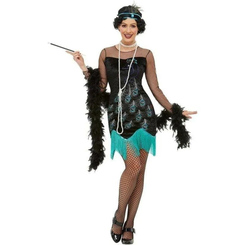 Peacock Flapper Costume - Adult - S