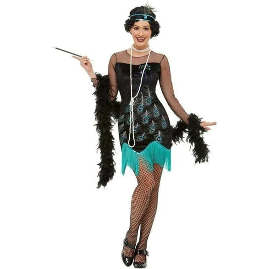 Peacock Flapper Costume - Adult - S
