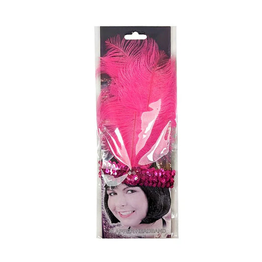 Pink Flapper Headband 1920s Style