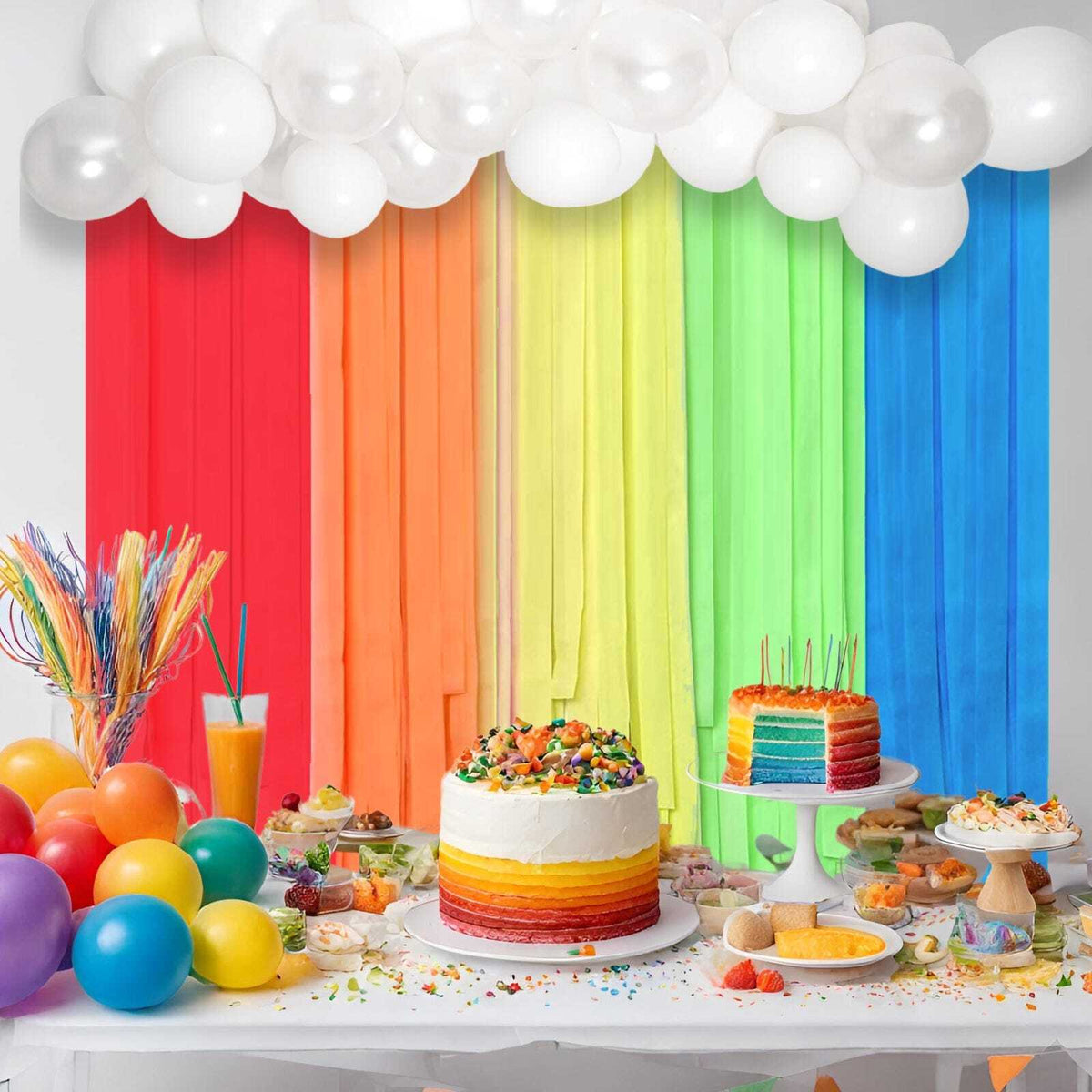 Rainbow Balloon Streamer Garland