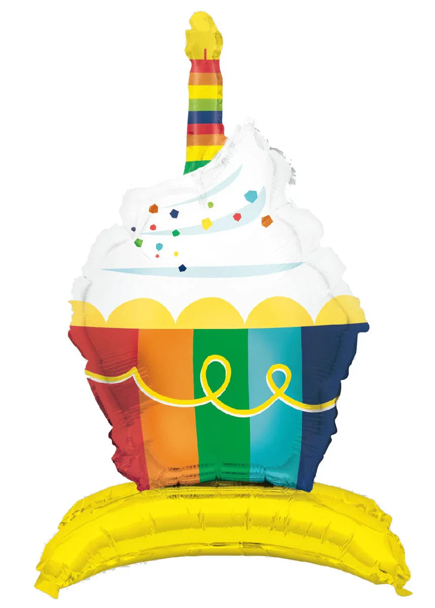 Rainbow Cupcake Stand Foil Balloon