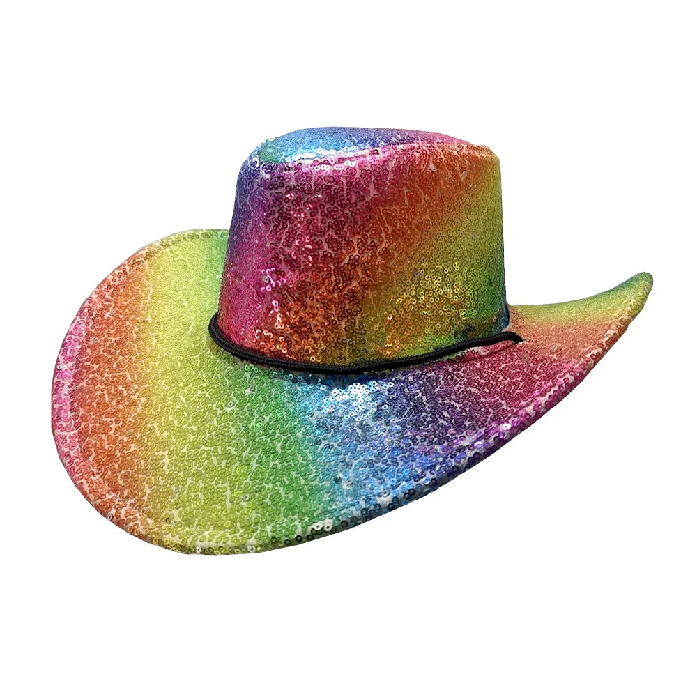 Rainbow Sequin Cowboy Hat