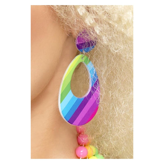 Rainbow Teardrop Earrings Clip On