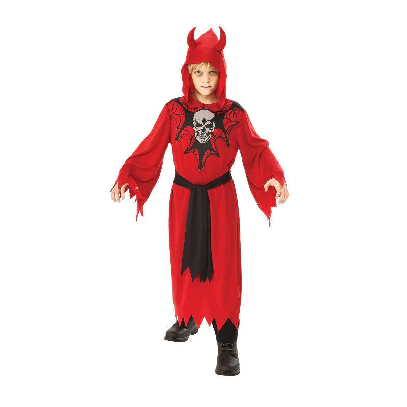 Red Skeleton Devil Robe Costume - Child - L