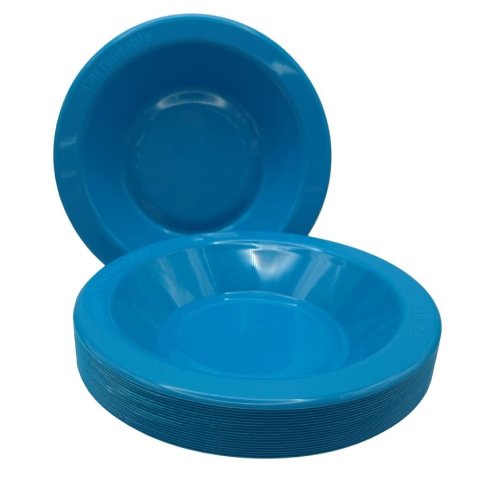 Reusable Azure Blue Plastic Bowls 18cm (Pk 20)