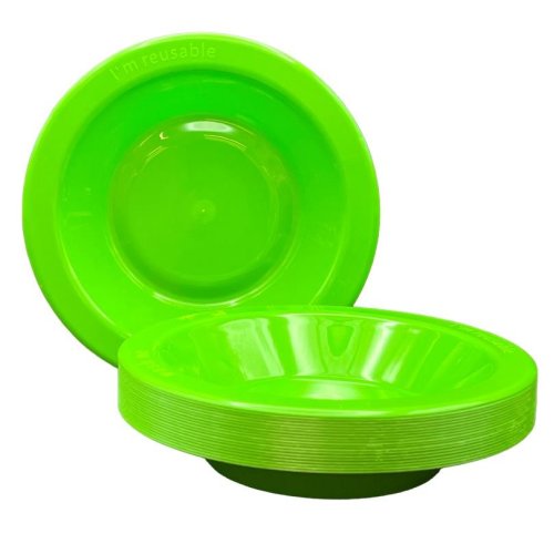Reusable Lime Green Plastic Bowls 18cm (Pk 20)