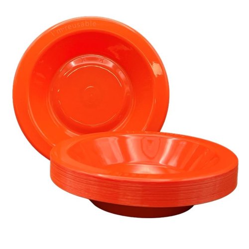 Reusable Orange Plastic Bowls 18cm (Pk 20)
