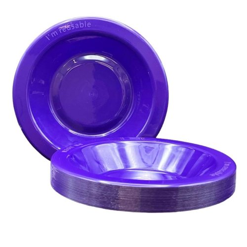 Reusable Purple Plastic Bowls 18cm (Pk 20)