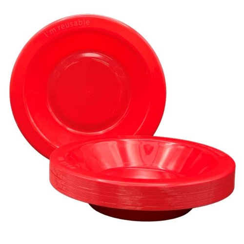 Reusable Red Plastic Bowls 18cm (Pk 20)