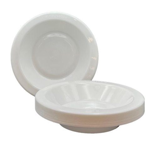 Reusable White Plastic Bowls 18cm (Pk 20)