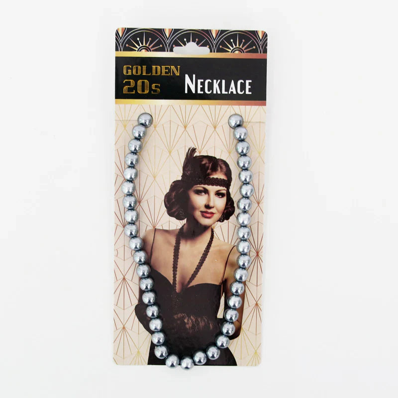 Roaring 20's Faux Silver Pearl Necklace