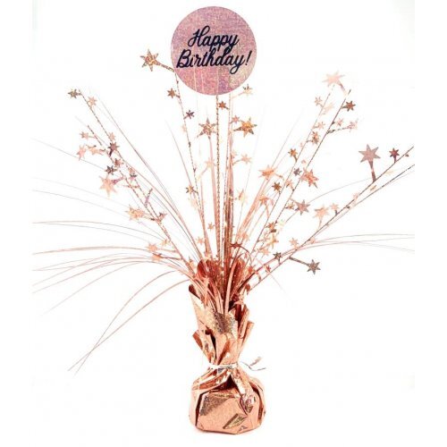 Rose Gold Balloon Weight Centrepiece Happy Birthday