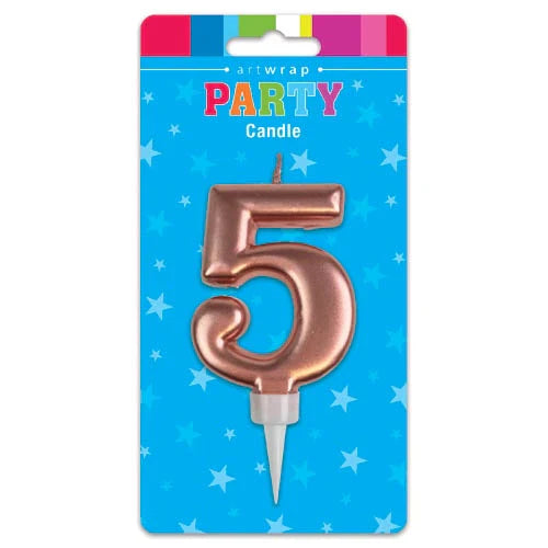 Rose Gold Number 5 Birthday Candle