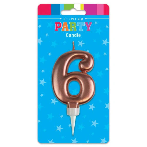 Rose Gold Number 6 Birthday Candle