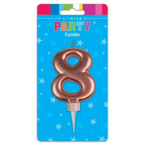 Rose Gold Number 8 Birthday Candle