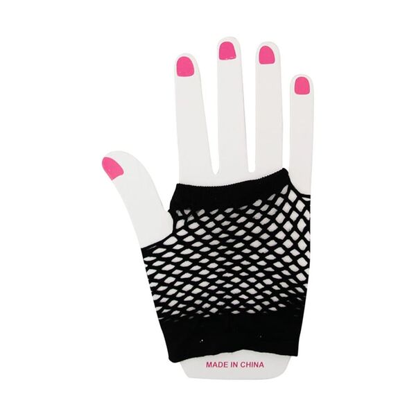 Short Black Fishnet Fingerless Gloves (Pk 1 Pair)