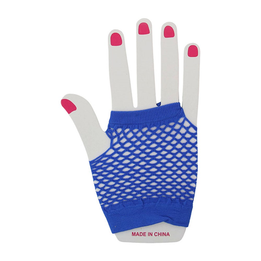Short Blue Fishnet Gloves