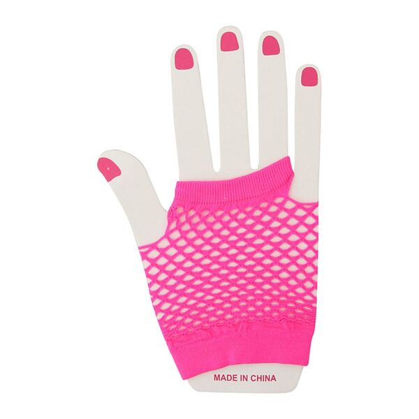 Short Pink Fishnet Fingerless Gloves (Pk 1 Pair)