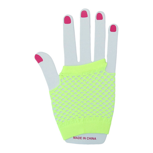 Short Yellow Fishnet Fingerless Gloves (Pk 1 Pair)