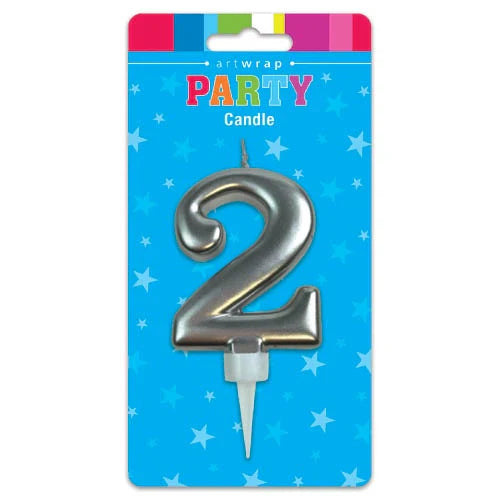 Silver Number 2 Candle