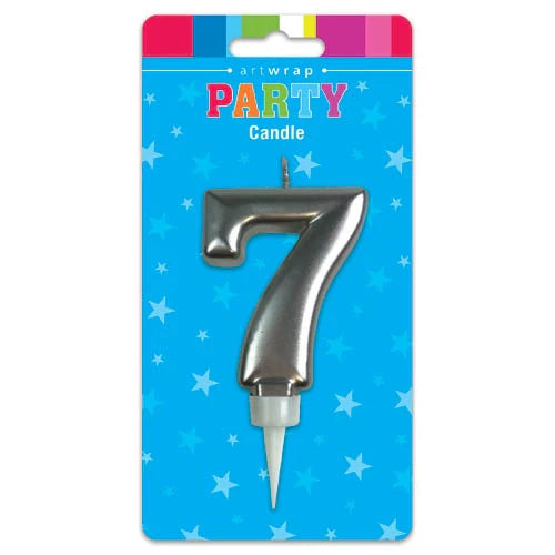 Silver Number 7 Candle