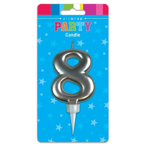 Silver Number 8 Candle