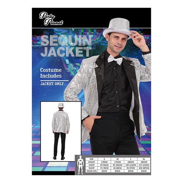 Silver Sequin Jacket Costume Jacket - Adult - XL