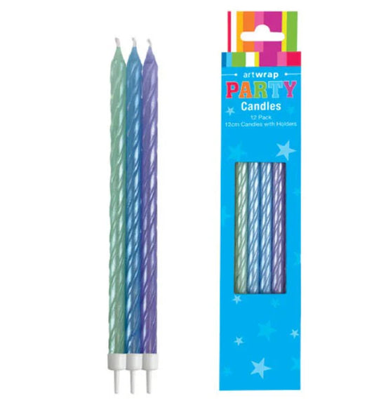 Slim Swirl Birthday Candles - Blue