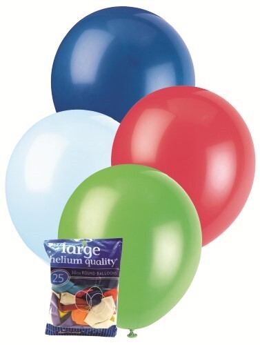 Standard Latex Balloons 25 Pack Assorted Colours