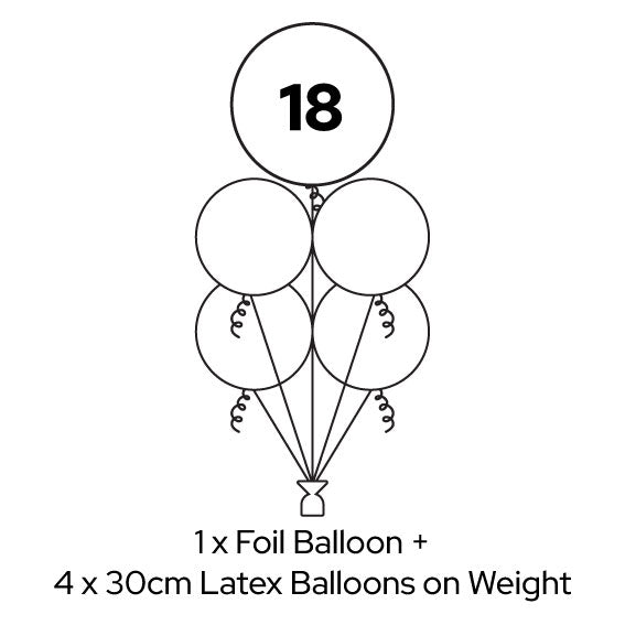 Standard Balloon Bunch on a Weight - Foil