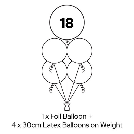 Standard Balloon Bunch on a Weight - Foil