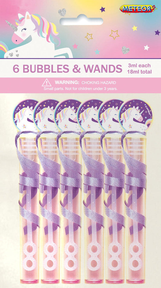 Unicorn Bubbles and Wand 6 Pack