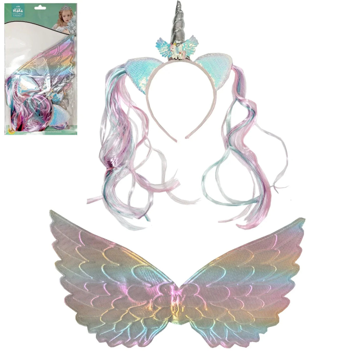 Unicorn Headband with Wings Set