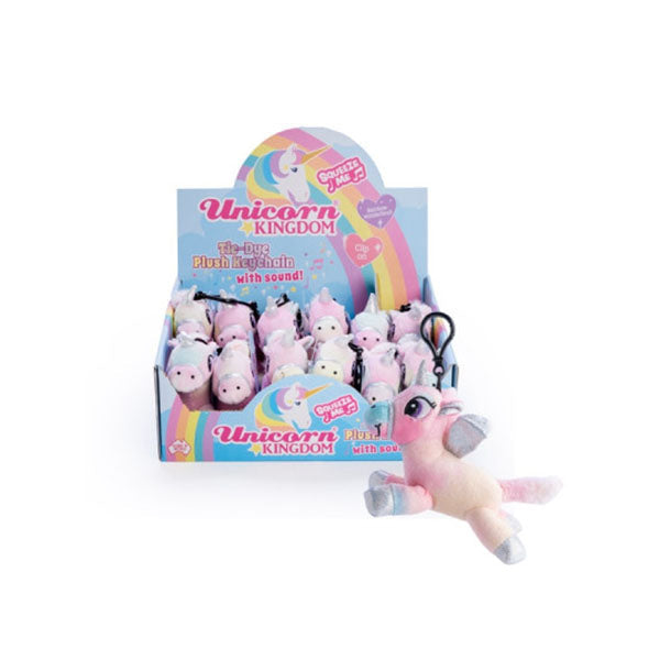 Unicorn Tie Dye Plush Keychain with Sound