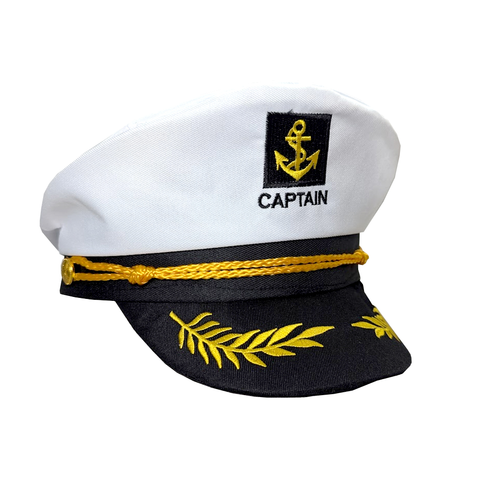 White Captain's Hat Costume Accessory