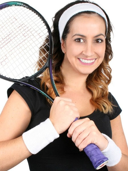 White Tennis Sweatband & Wristband Set Pk 1