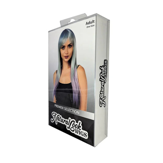 Wig - Long Ash Blonde with Blue Streaks