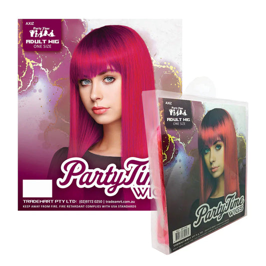Wig - Long Straight Neon Pink