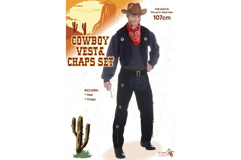 Wild West Cowboy Vest and Chaps Set - L