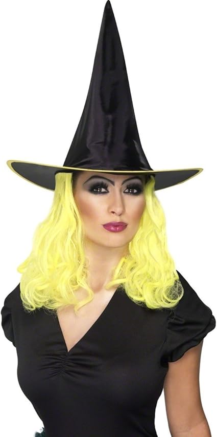 Witch Hat with Yellow Hair Costume Accessory