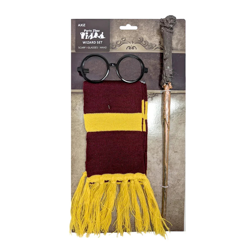 Wizard Accessory Set with Scarf Glasses and Wand