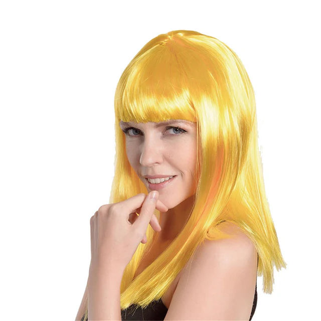 Yellow Long Glamour Wig With Fringe